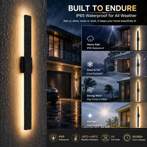 Vista 2 de 2Pack Modern Outdoor Wall Lights Dimmable,23.6" Linear Led Exterior Wall Light,3CCT, Aluminum& PC,IP65-Waterproof, Long Exterior Lighting Fixtures