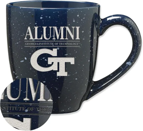 Vista 100 de Rico Industries NCAA Illinois Fighting Illini Alumni - Taza de café de cerámica moteada grabada con láser de 16 onzas