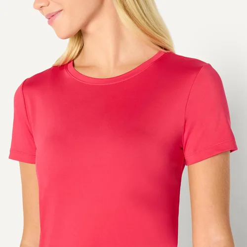 Vista 105 de Amazon Essentials Camiseta de manga corta con cuello redondo para mujer, de secado rápido, para entrenamiento, gimnasio, paquete múltiple