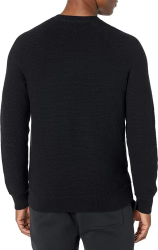 Vista 2 de Tienda Essentials Suéter de cuello redondo de gran tamaño para hombre, texturizado, algodón
