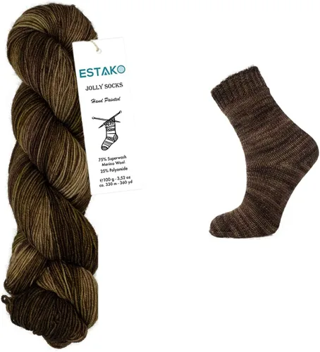 Vista 3 de Estako Jolly Socks Hilo Pintado a Mano 75% Lana Merino Superwash y 25% Poliamida (Fine/Sport 2 Peso) / 3.52 Oz - 100 gr / 360 Yardas - 330 mt
