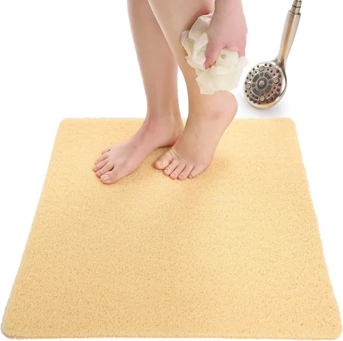 Vista 17 de Enkosi Alfombra de ducha antideslizante Loofah para suelos de ducha, bañera, baños, zonas húmedas, alfombrilla de baño acolchada con agujeros