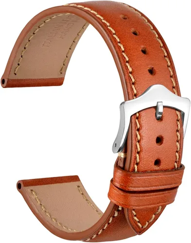 Vista 18 de WOCCI Correa de reloj de lujo de 0.709 in, correa de cuero italiano con hebilla dorada (negro)