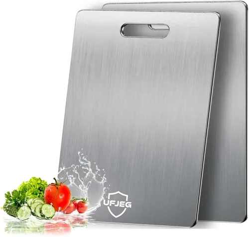 Vista 7 de Tabla de cortar de titanio, tablas de cortar de titanio puro para cocina, tablas de cortar no tóxicas, de doble cara, grado alimenticio, fáciles