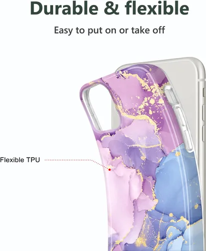 Vista 6 de Funda para iPhone 12 Mini, diseño de mármol con purpurina, delgada, a prueba de golpes, TPU suave de goma de silicona, compatible con iPhone 12 mini