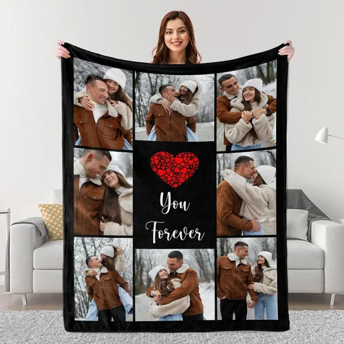 Vista 15 de Mantas personalizadas con fotos, regalos personalizados para parejas para esposa, marido, novia, novio, manta con imagen personalizada "I Love You