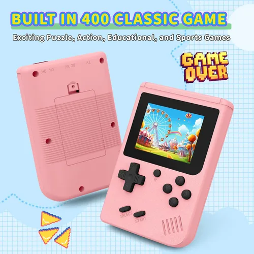 Vista 4 de Consola de juegos de mano retro incorporada 400 videojuegos, emulador portátil de mano con pantalla de 3.0 pulgadas, mini consle de juegos retro