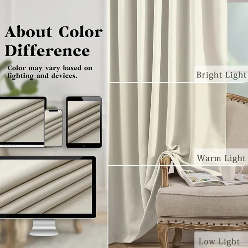 Vista 6 de Simplebrand Cortinas naturales extra largas para oscurecer la habitación del patio, 120 pulgadas de largo, 2 paneles para sala de estar, privacidad