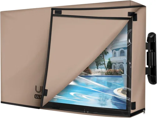 Vista 8 de ULTCOVER Funda impermeable para televisores de exterior de pantalla plana de 28 a 32 pulgadas, cubre también los elementos de montaje y los Negro