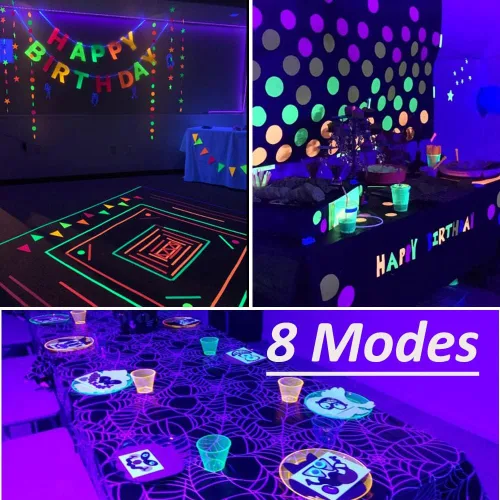 Vista 7 de Solhice Guirnalda de Luces de Luz Negra de 60 pies para Fiesta Fluorescente, 240 LEDs Luces Negras de Navidad Tipo Hadas con Control Remoto