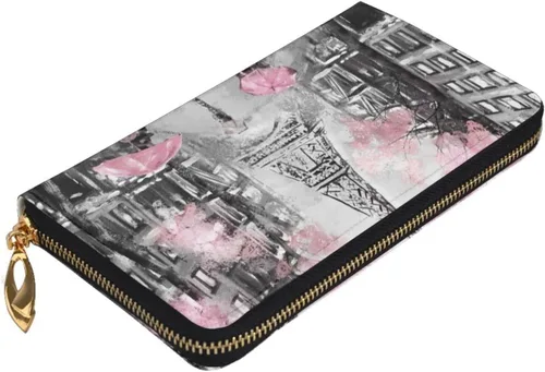 Vista 3 de Cartera de cuero con diseño de la Torre Eiffel Paris Lover Bolso de mano de moda