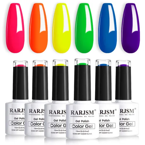 Vista 8 de RARJSM Juego de 6 esmaltes de uñas de gel, color marrón, café, vino, borgoña, nude, morado, rosa, champán, dorado, purpurina, para invierno, secado