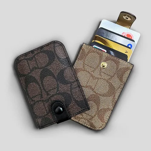 Vista 4 de Cardcarie - Organizador de tarjetas extraíble personalizado, bolsa organizadora de tarjetas de cuero con cierre a presión, tarjetero extraíble