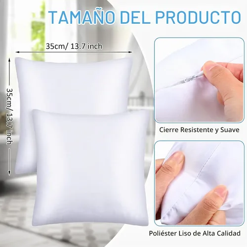 Vista 2 de Chumia 40 fundas de almohada de sublimación de 14 x 14 pulgadas, fundas de cojín de poliéster en blanco, fundas de transferencia de calor