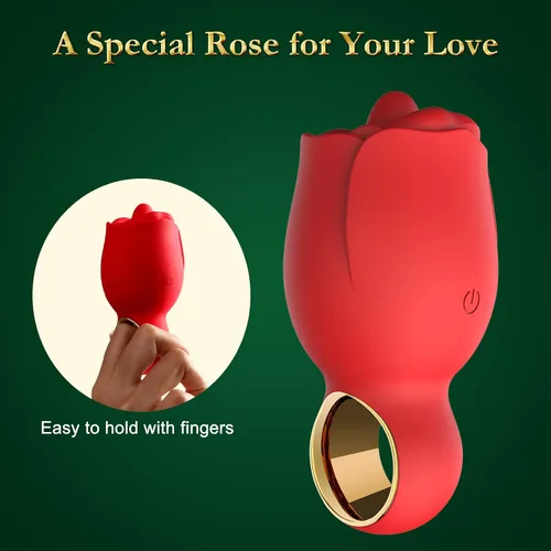 Vista 4 de Vibrador juguetes sexuales para adultos, juguete sexual de rosa con lengua de lamer girada de 360°, juguetes sexuales femeninos con asa, juguetes