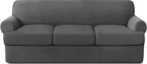 Vista 34 de Fundas para sofá de 2 piezas con cojines en forma de T, fundas de sofá de alta elasticidad para sofá de 1 cojín con 1 fundas individuales de cojín
