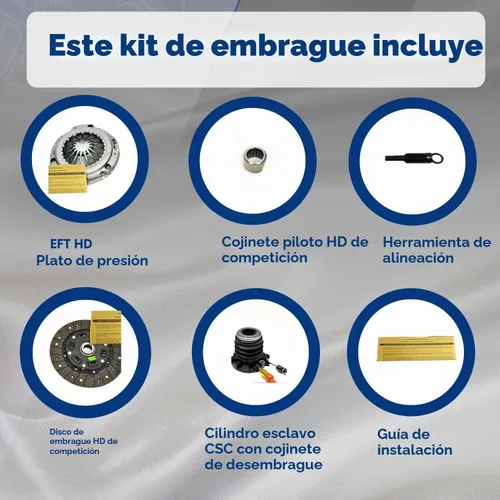Vista 2 de Kit de embrague EFT HD con cilindro esclavo CSC para camioneta Ford Ranger 1995-2011 2.3L, 2.5L, 3.0L. Especificaciones OEM con construcción