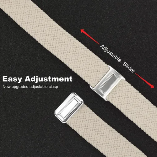 Vista 4 de Abanen Correa elástica de nailon trenzado de 0.787 pulgadas para Garmin Vivoactive 5/Venu Sq/Venu 2 Plus, correa elástica suave con cierre magnético