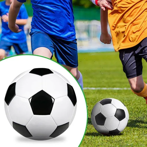 Vista 3 de Balón de fútbol de tamaño 5, clásico, blanco, negro, más grueso, pelota de fútbol de piel sintética, juguetes deportivos para jóvenes, liga, juego