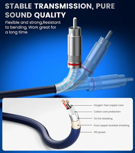Vista 3 de tisino Cable doble XLR a RCA, cable de conexión de 2 XLR hembra a 2 RCA macho, conexión de audio estéreo de alta fidelidad, cable de interconexión