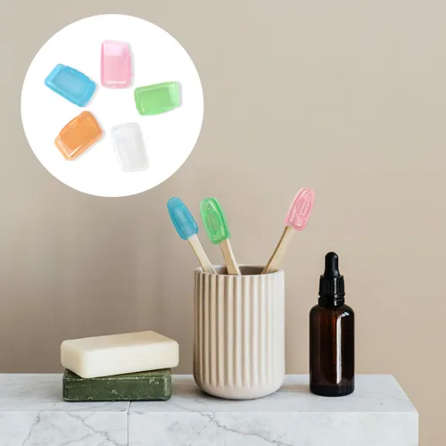 Vista 6 de 10 piezas de contenedores portátiles para cepillos de dientes de viaje, tapa de cepillo de dientes Tapas de cepillo de dientes convenientes