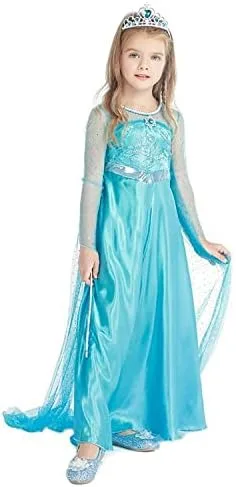 Vista 2 de Frozen Elsa - Disfraz de princesa (5T), color azul
