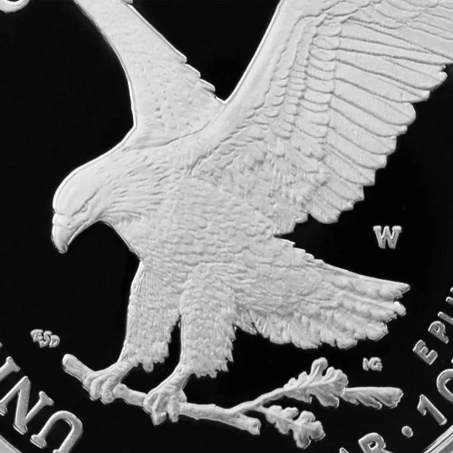 Vista 4 de 2022 W 1 oz Proof American Silver Eagle PR-70 Deep Cameo (primer golpe - etiqueta de bandera) con embalaje original del gobierno $1 PCGS PR70DCAM
