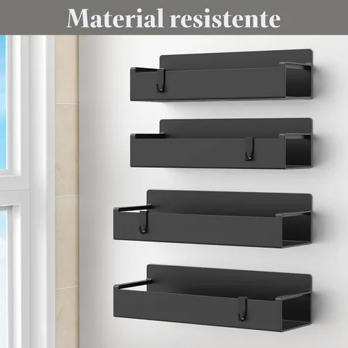 Vista 4 de HuggieGems Paquete de 4 organizadores magnéticos para especias para refrigerador y horno, organizadores negros para nevera y almacenamiento