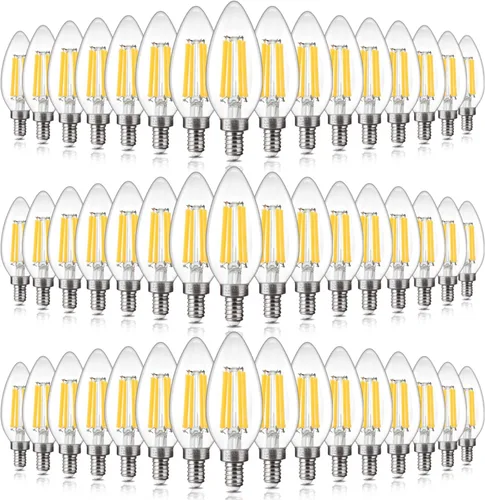 Vista 12 de ALAMPEVER Paquete de 6 bombillas para lámpara de techo, equivalente a 40W, foco E12 de candelabro, foco LED regulable de 330 lm, 2200 K blanco
