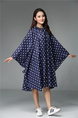 Vista 6 de Poncho impermeable de poliéster con capucha y cremallera, para mujer, poncho para lluvia para mujer.