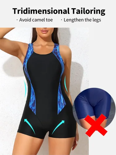 Vista 3 de beautyin Traje de baño deportivo de una pieza con espalda cruzada para mujer