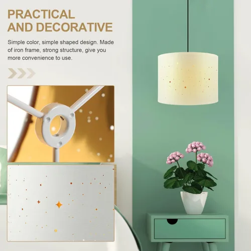 Vista 6 de BESTOYARD Pantalla de tambor de tela de 13 pulgadas para mesa, escritorio y lámparas colgantes, pantalla de luz extraíble con marco de hierro