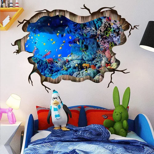 Vista 6 de Pegatinas de pared 3D bajo el mar del mundo submarino