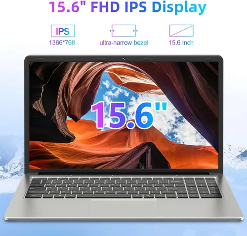 Vista 4 de Computadora portátil de 15.6 pulgadas, 4 GB DDR4 128 GB SSD, computadora portátil con procesador Intel Celeron Quad Core, gráficos Intel UHD 600
