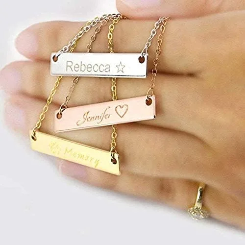 Vista 5 de Collar de barra grande con nombre personalizado con grabado