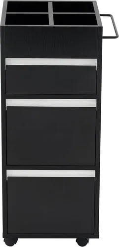 Vista 9 de BarberPub Carrito de salón con cajones, carrito de peluquería, gabinete de almacenamiento, organizador de belleza, equipo de spa 2039 (negro)