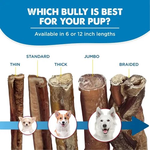 Vista 5 de Best Bully Sticks - Palitos de carne seca para perros, completamente naturales y digeribles, 100% carne de res alimentada con pasto, palitos