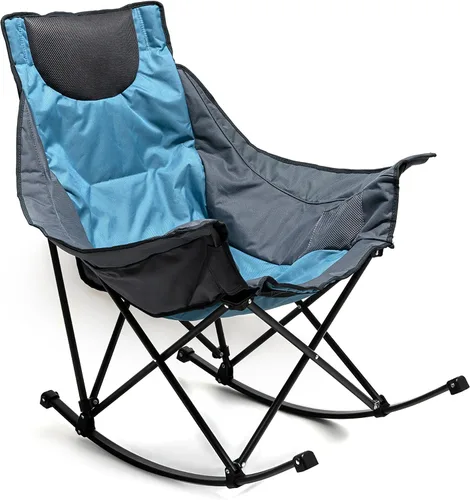 Vista 18 de SUNNYFEEL Silla Mecedora de Camping Paquete de 2, Silla Plegable de Jardín Extragrande para Exteriores con Bolsillo, Resistente