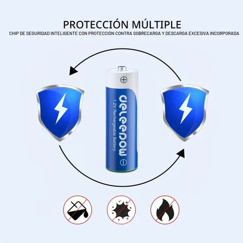 Vista 6 de Baterías recargables AA Nimh 3300mAh 1.2V tamaño AA recargable de alta capacidad 1200 ciclos, paquete de 8 (solo batería)