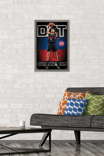 Vista 2 de Trends International NBA Detroit Pistons - Póster de pared de Cade Cunningham 23, 22.4 pulgadas de largo x 14.7 pulgadas, versión enmarcada