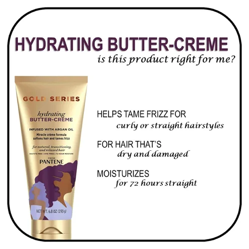 Vista 3 de Pantene Gold Series Crema Hidratante con Mantequilla, 6.8 oz