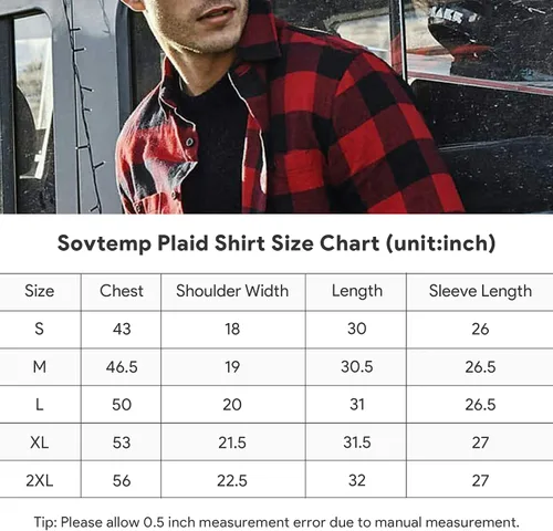 Vista 6 de Camisa casual de franela de manga larga para hombre, ajuste regular, con botones y dos bolsillos