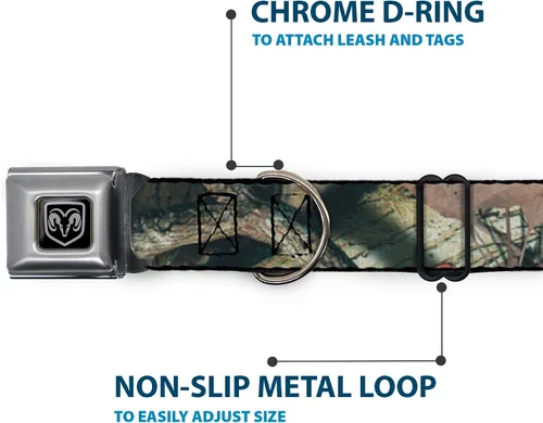 Vista 5 de Buckle-Down Collar de perro con hebilla de cinturón de seguridad, diseño de roble musgoso, infinito, 1 pulgada de ancho, se adapta a cuello de 9 a
