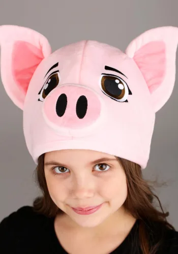 Vista 2 de Sombrero de Peluche de Disfraz de Cerdito Rosa Multicolor