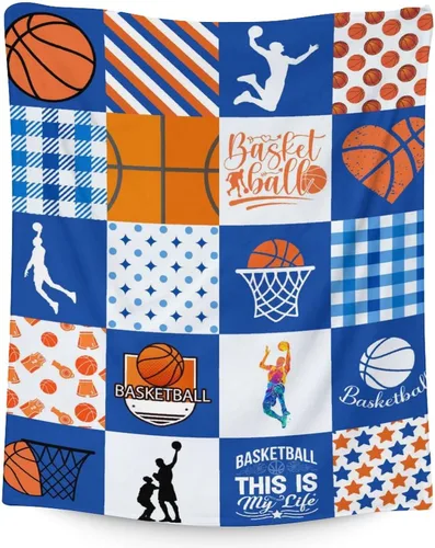 Vista 17 de Mantas de baloncesto – Manta suave y mullida para niños – Manta pequeña de 30 x 40 pulgadas para sala de estar y oficina – Manta deportiva negra