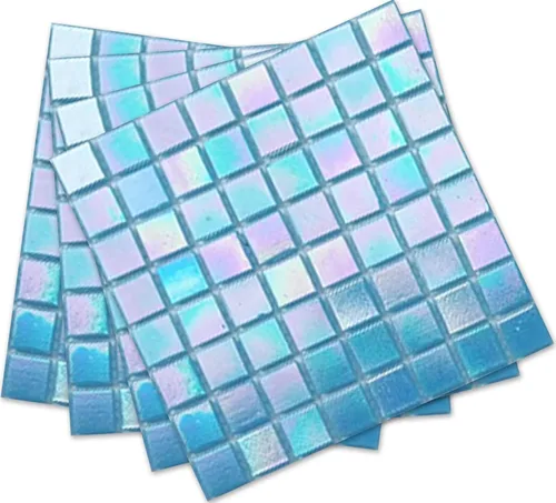 Vista 6 de DICOFUN 2 protectores contra salpicaduras de arcoíris blanco para despegar y pegar, azulejos de mosaico de vidrio de 6.6 x 6.6 pulgadas para cocina