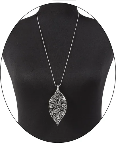 Vista 2 de Collar con pedante de hoja de filigrana, cadena de serpiente, hermoso collar de hojas huecas para mujer