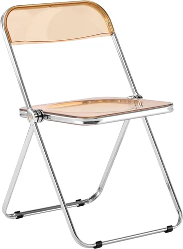 Vista 4 de LeisureMod Lawrence - Silla plegable de acrílico transparente moderna con marco de metal, asiento transparente que ahorra espacio para comedor