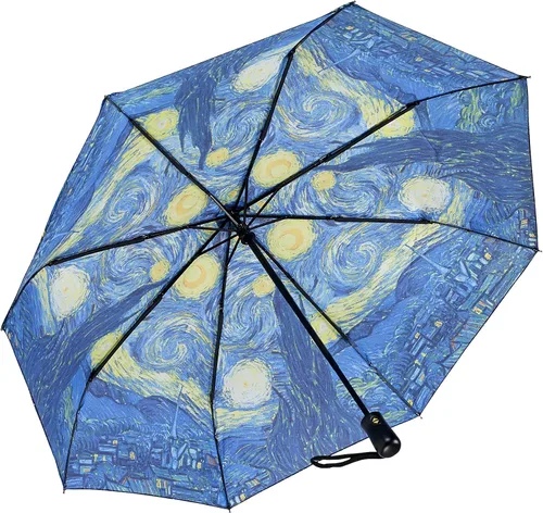 Vista 2 de Galleria Van Gogh Starry Night Auto-AbrirCerrar Paraguas Plegable Lluvia Portátil Grande