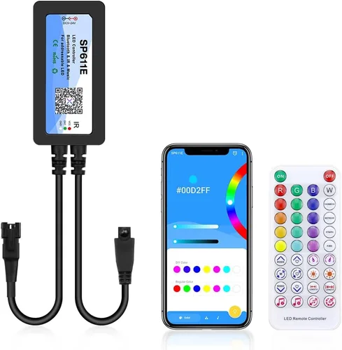 Vista 9 de ALITOVE WS2812B WS2811 direccionable LED Bluetooth controlador iOS Android App Control remoto inalámbrico DC 5V ~ 24V para SK6812 SK6812-RGBW WS2812